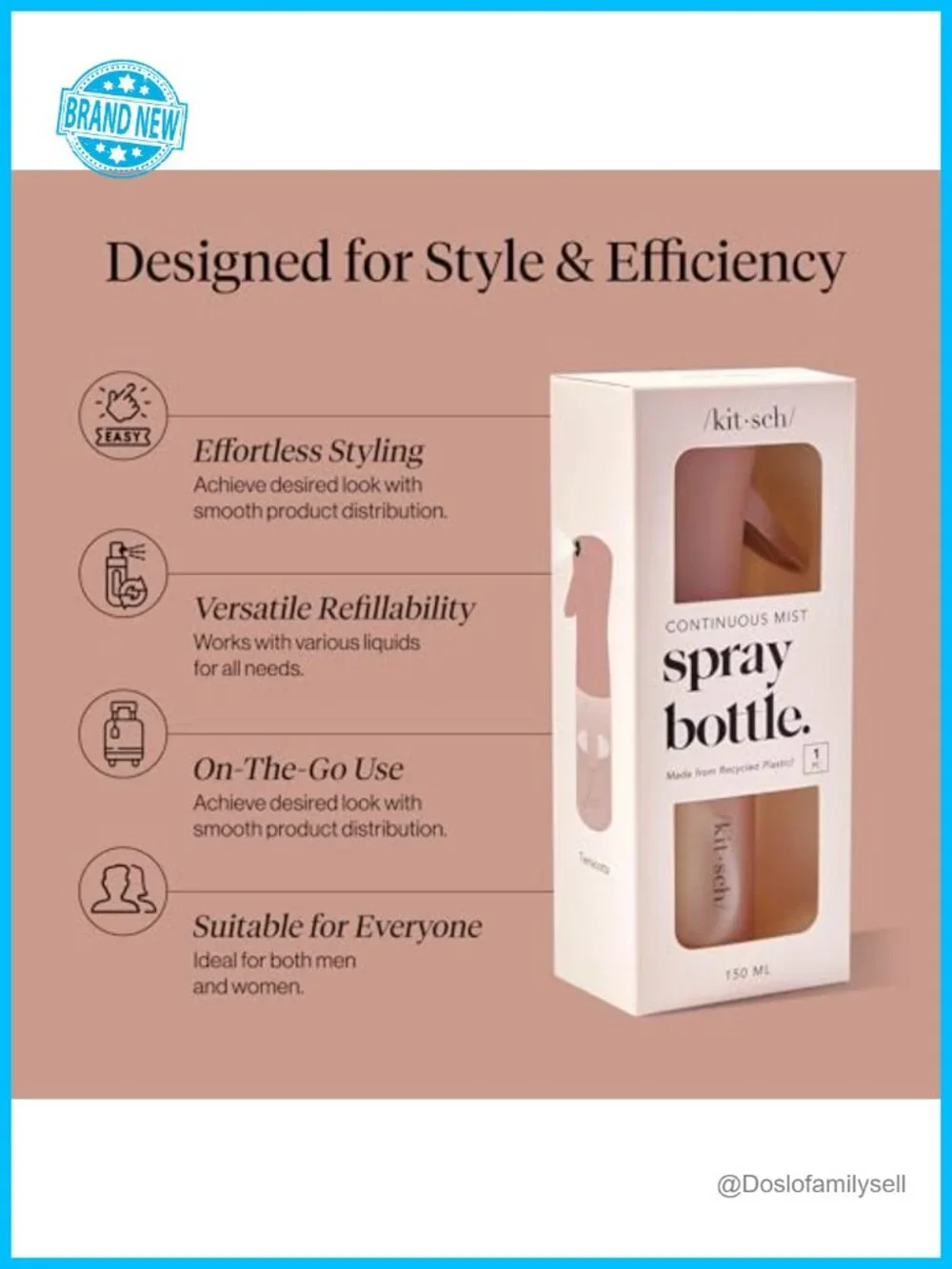 Continuous Spray Bottle Fine Mist Mister Water Spray Bottle for Hair Styling